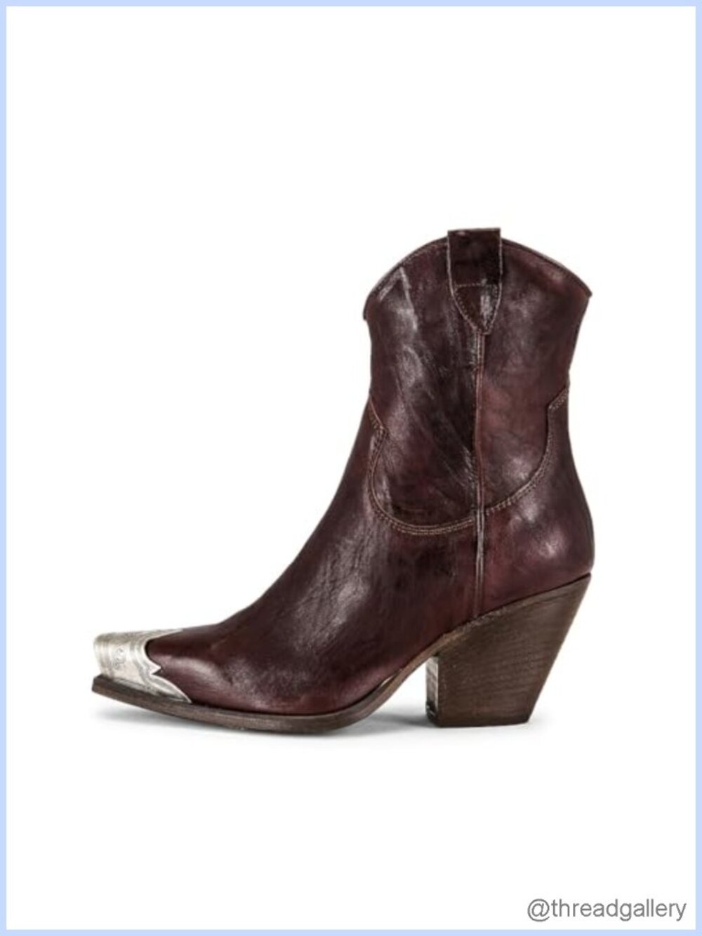 Women's Snip Toe Western Ankle Boots Faux Leather Block Heel Side Zip